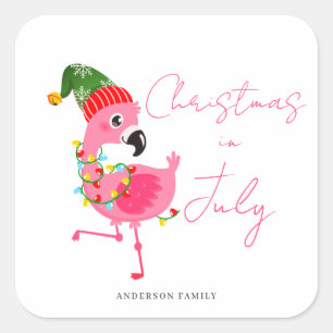 Kerstmis in juli Flamingo Vierkante Sticker
