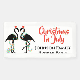 Kerstmis in juli Flamingo Zomerfeest Spandoek