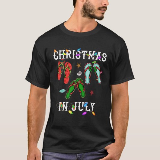 Kerstmis in juli flip flap kerst licht zomer t-shirt (Voorkant)