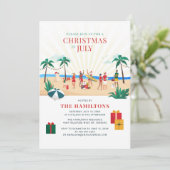 Kerstmis in juli Fun Family Summer Party Kaart (Staand voorkant)