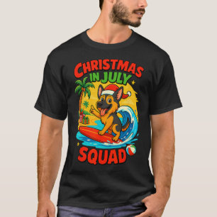 Kerstmis in juli Funny Duitse Herdershond Surfen D T-shirt