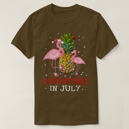 Kerstmis in juli Funny Flamingo Pineapple Summer T-shirt (Design voorkant)