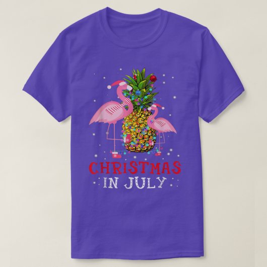 Kerstmis in juli Funny Flamingo Pineapple Summer T-shirt (Design voorkant)