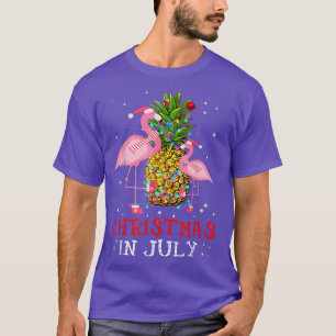 Kerstmis in juli Funny Flamingo Pineapple Summer T-shirt