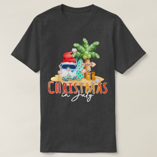 Kerstmis in juli Funny Santa Summer Beach Vacatio T-shirt (Design voorkant)