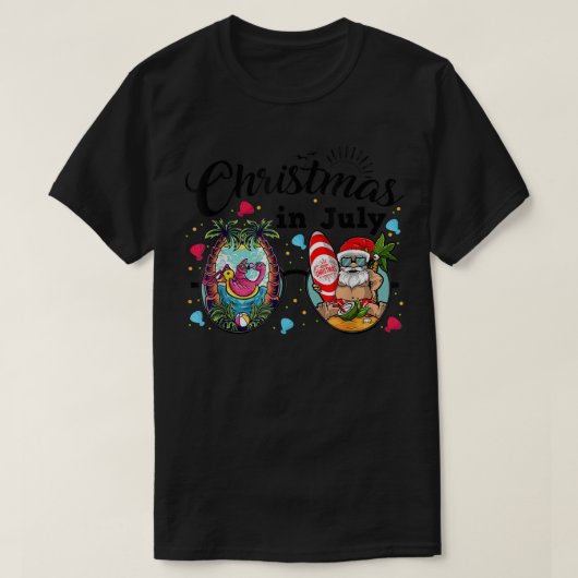 Kerstmis in juli Funny Santa Summer Beach Vacatio T-shirt (Design voorkant)