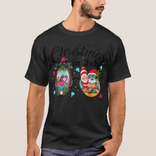 Kerstmis in juli Funny Santa Summer Beach Vacatio T-shirt