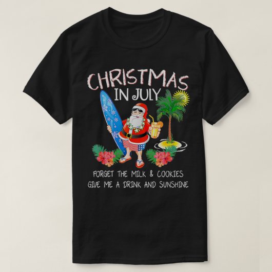 Kerstmis in juli Funny Santa Summer Pool party T-shirt (Design voorkant)
