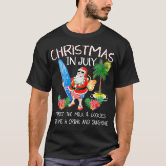 Kerstmis in juli Funny Santa Summer Pool party T-shirt