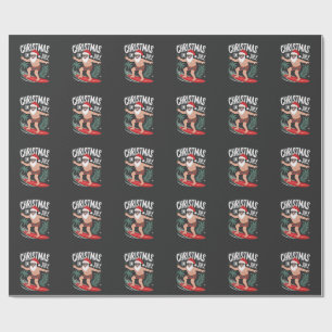 Kerstmis in juli Funny Surfing Kerstman Vakantie Cadeaupapier