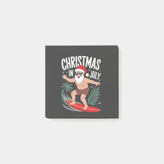 Kerstmis in juli Funny Surfing Kerstman Vakantie Post-it® Notes (Voorkant)