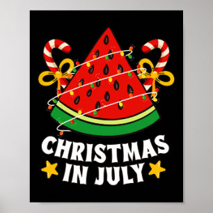 Kerstmis in juli Funny Watermeloen Boom Mannen Vro Poster