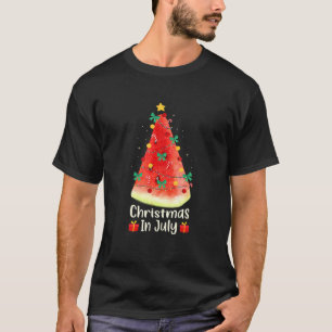 Kerstmis in juli Funny Watermelon kerstboom T-shirt