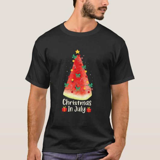 Kerstmis in juli Funny Watermelon kerstboom T-shirt (Voorkant)
