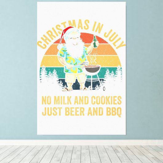 Kerstmis in juli geen koekjes gewoon de zomer canvas afdruk (Insitu (Houten vloer))