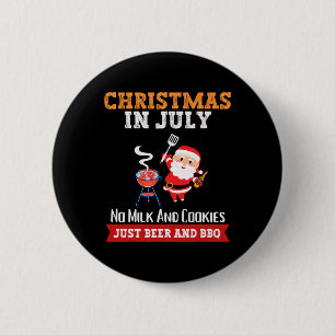Kerstmis in juli geen melk alleen bier Bbq kerstma Ronde Button 5,7 Cm