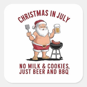 Kerstmis in juli: geen melk, geen koekjes, gewoon  vierkante sticker