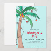 Kerstmis in juli gevierde palm - boomfeest viv kaart (Voorkant / Achterkant)