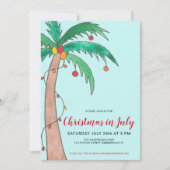 Kerstmis in juli gevierde palmboomfeest kaart (Voorkant)
