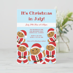 Kerstmis in juli Gingerbrood Santa Invite Kaart