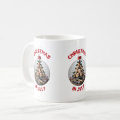 Kerstmis in juli, glasklare profiteroles koffiemok (Voorkant links)