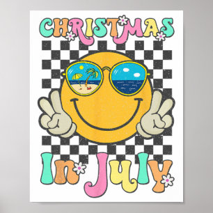 Kerstmis in juli glimlach gezicht zomer strandvaka poster