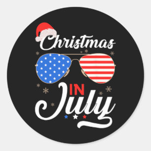 Kerstmis in juli Grappig 4 juli Strand Zomer C Ronde Sticker