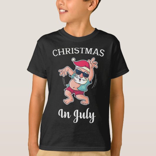 Kerstmis in juli grappige dansende kerstman leuke t-shirt (Voorkant)