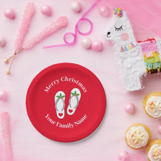 Kerstmis in juli grappige heilige blad strand sand papieren bordje (Feest)