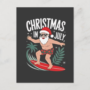 Kerstmis in juli Grappige kerst Kerstman Strand Aankondigingskaart