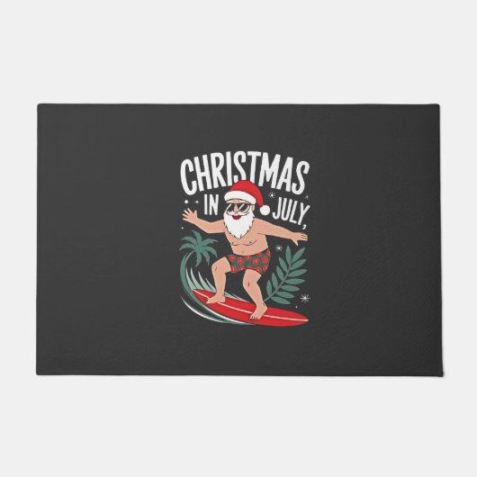 Kerstmis in juli Grappige kerst Kerstman Strand Deurmat (Voorkant)