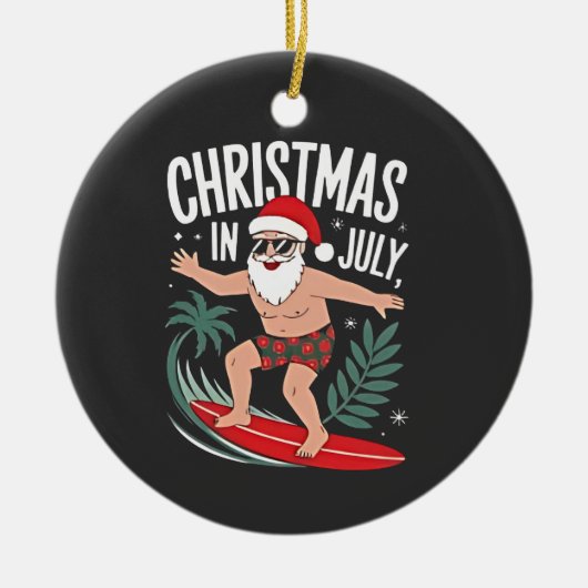 Kerstmis in juli Grappige kerst Kerstman Strand Keramisch Ornament (Voorkant)