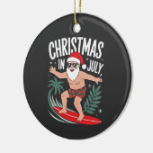 Kerstmis in juli Grappige kerst Kerstman Strand Keramisch Ornament (Links)
