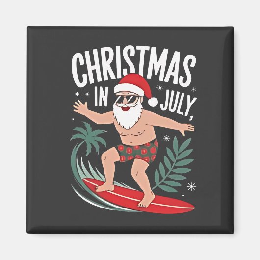 Kerstmis in juli Grappige kerst Kerstman Strand Magneet (Voorkant)