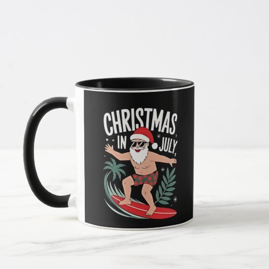 Kerstmis in juli Grappige kerst Kerstman Strand Mok (Links)