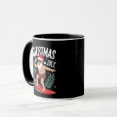 Kerstmis in juli Grappige kerst Kerstman Strand Mok (Voorkant links)