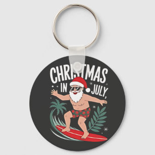 Kerstmis in juli Grappige kerst Kerstman Strand Sleutelhanger