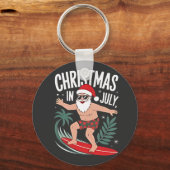 Kerstmis in juli Grappige kerst Kerstman Strand Sleutelhanger (Voorkant)