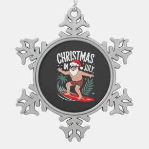 Kerstmis in juli Grappige kerst Kerstman Strand Tin Sneeuwvlok Ornament