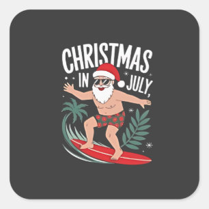 Kerstmis in juli Grappige kerst Kerstman Strand Vierkante Sticker