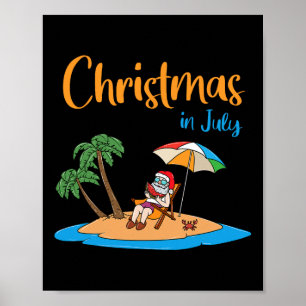 Kerstmis in juli grappige kerstman die watermeloen poster