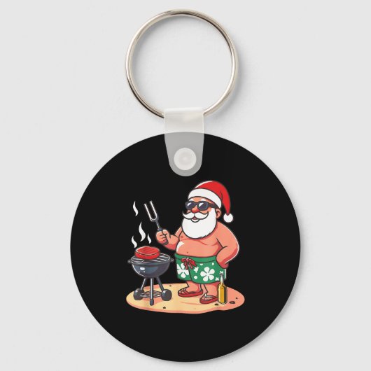 Kerstmis in juli grappige kerstman kerstman grille sleutelhanger (Voorkant)