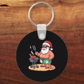Kerstmis in juli grappige kerstman kerstman grille sleutelhanger (Voorkant)