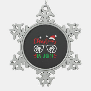 Kerstmis in juli Grappige Kerstman Vakantie Zomer Tin Sneeuwvlok Ornament