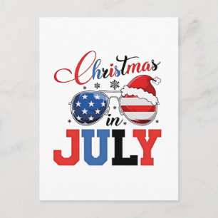 Kerstmis in juli Grappige Kerstman Xmas 4 juli Aankondigingskaart