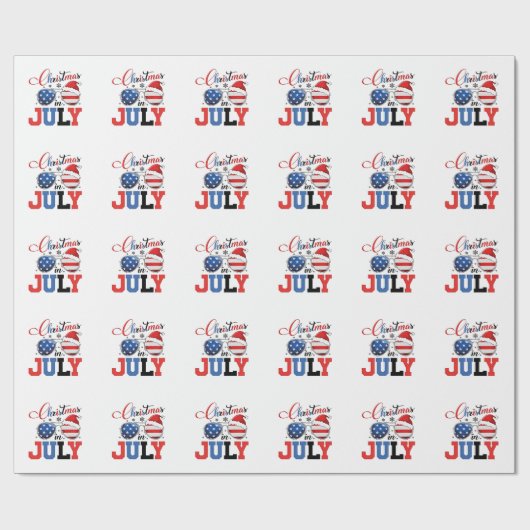 Kerstmis in juli Grappige Kerstman Xmas 4 juli Cadeaupapier (Vlak)