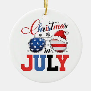 Kerstmis in juli Grappige Kerstman Xmas 4 juli  Keramisch Ornament