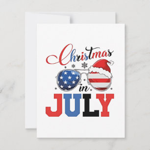 Kerstmis in juli Grappige Kerstman Xmas 4 juli Notitiekaartje