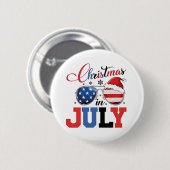 Kerstmis in juli Grappige Kerstman Xmas 4 juli Ronde Button 5,7 Cm (Voorkant /achterkant)