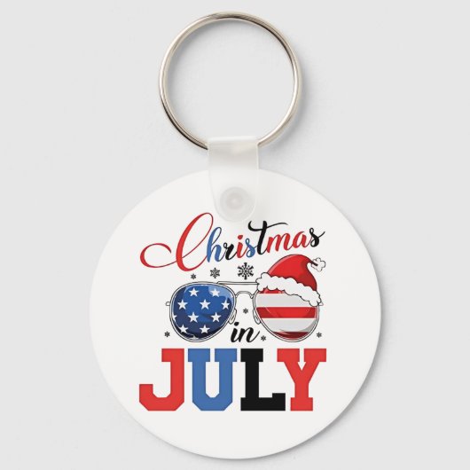 Kerstmis in juli Grappige Kerstman Xmas 4 juli Sleutelhanger (Voorkant)